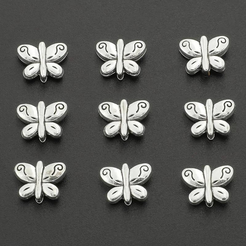 Этнический стиль Ретро Тибетское серебро Бабочка Сквозное отверстие Жемчуг DIY Браслет Красное плетеное ожерелье