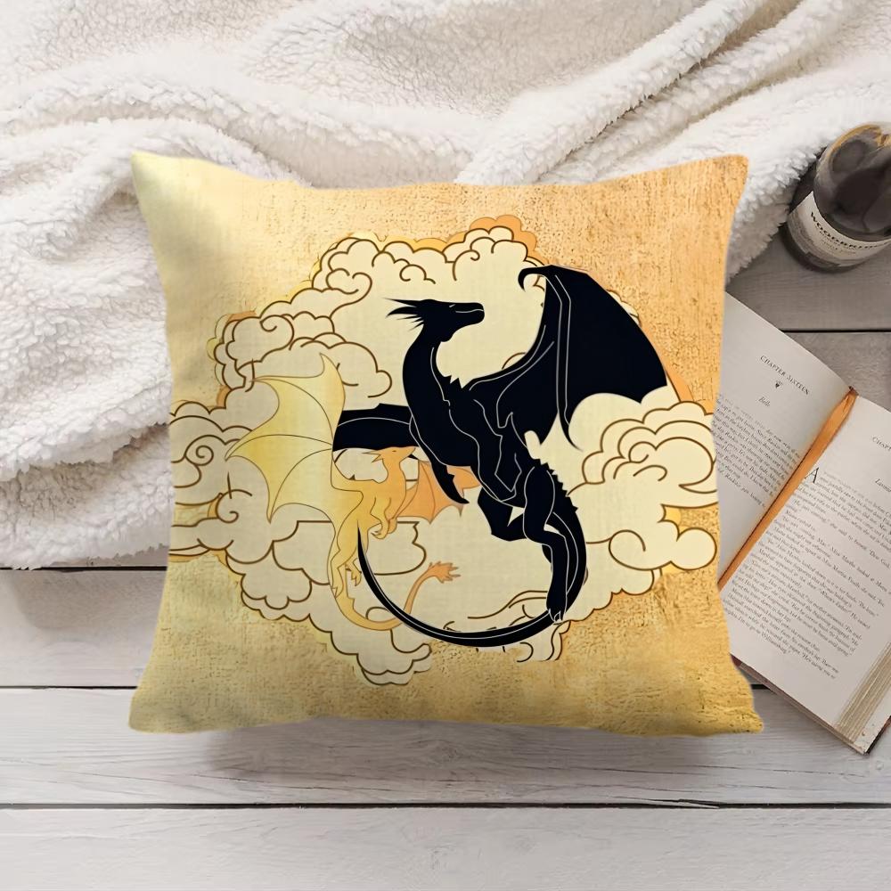 Fourth WWing Dragon Cushion Cover Silky Short Plush Invisible Zipper Dustproof Sofa Pillow Case for Home Decor