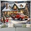 Christmas Day Party Decoration Background Cloth Winter Snowman Car Printing Tapestry Living Room Room Home Decoration