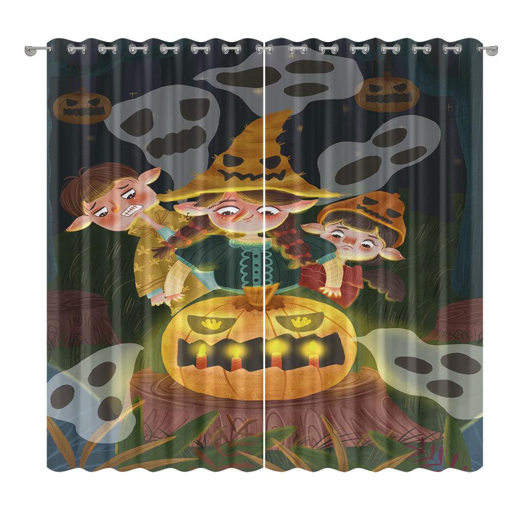 Halloween Curtain Cloth Bedroom Living Room Balcony Blackout Curtain Office Hotel Insulation Curtain