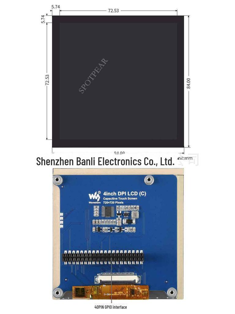 4-дюймовый квадратный IPS емкостный сенсорный ЖК-дисплей Raspberry Pi, 720x720, закаленный
