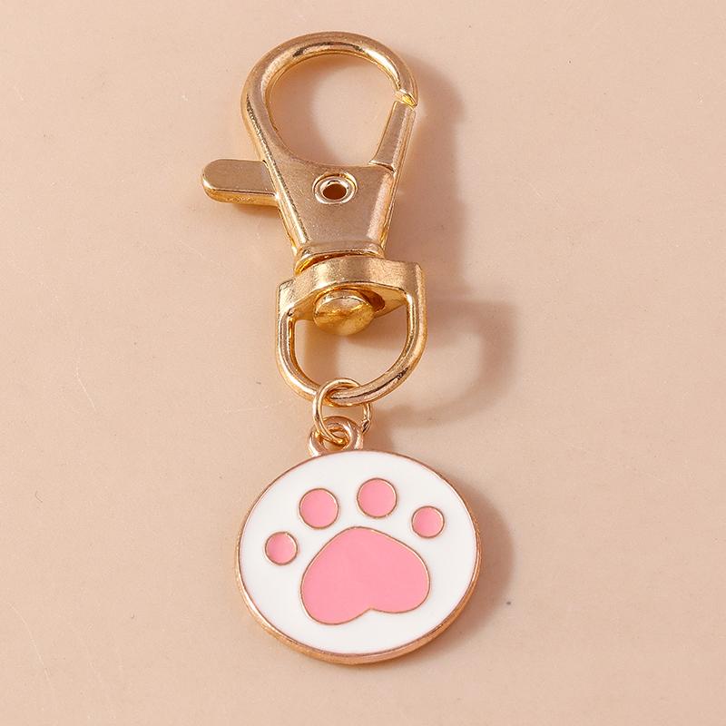Cute Enamel Puppy Dog Cat Paw Keychain Footprint Keyring Pendants for Car Key Holder Handbag Decor DIY Pet  Jewelry  Gifts