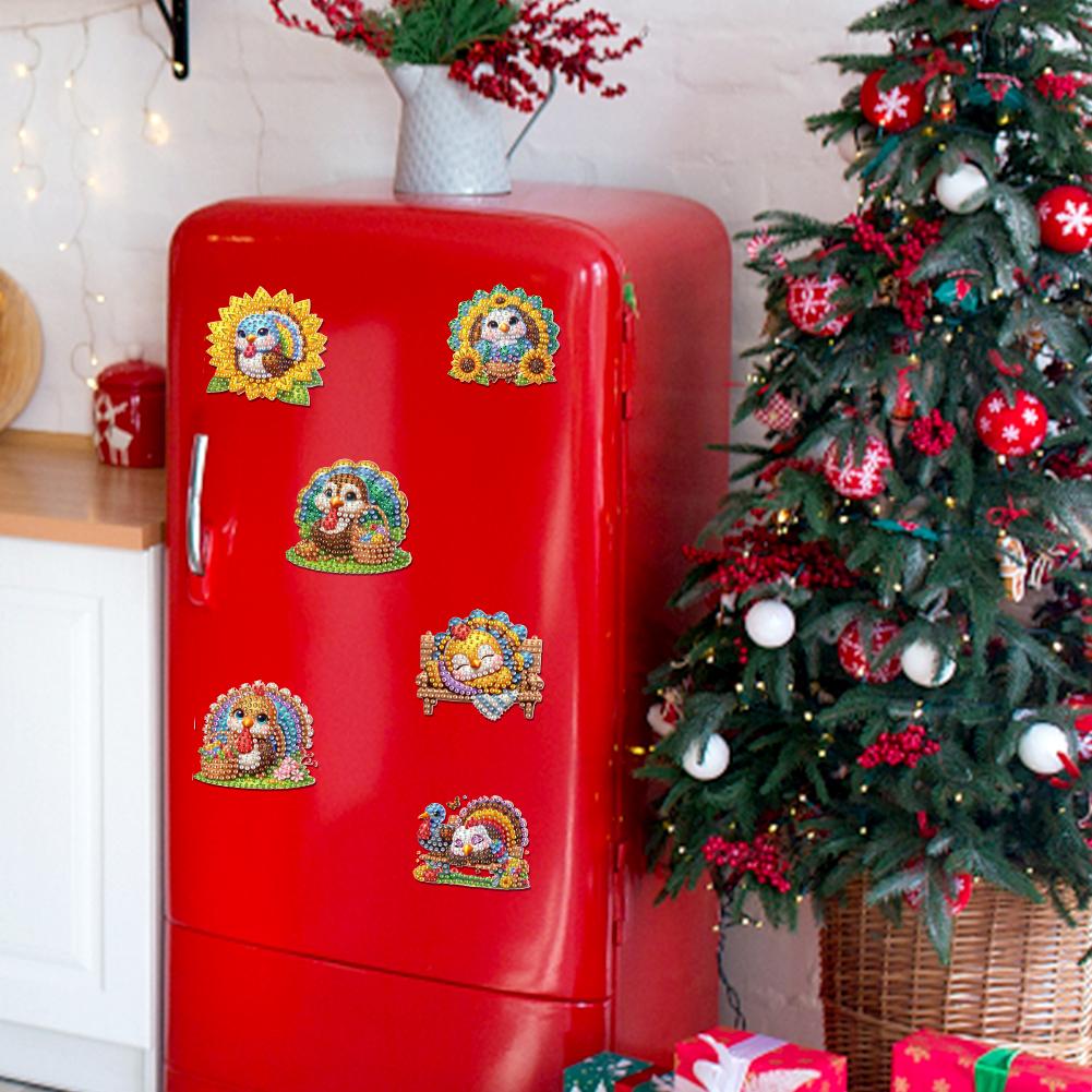 6pcs 2D/flat Soft Magnetic DIY Diamond Art Fridge Magnet Kit Animals Diamond Painting Magnets Refrigerator Diamond Art Magnets