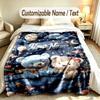 Teddy Bear Theme Custom Blanket Personalized Name & Text Customized Soft Warm Throw Blanket Home Decor