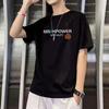 Men's Summer Casual Loose Size 100% Cotton Letter Print Round Neck Short Sleeve T-shirt Top