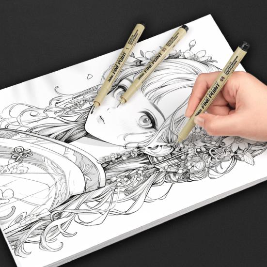 Набор из 12 шт., водостойкая необрастающая лайнер для рисования иллюстраций художников с 12 фломастерами разной ширины