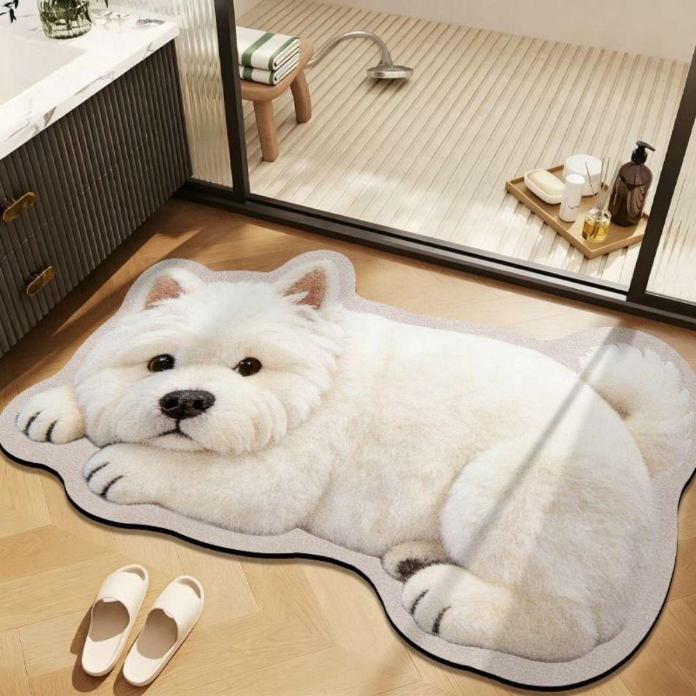 Pet Theme Rug Dog Shaped Rug Special-shaped Animal Floor Mat Cute Puppy Print Rug Bedroom Decor