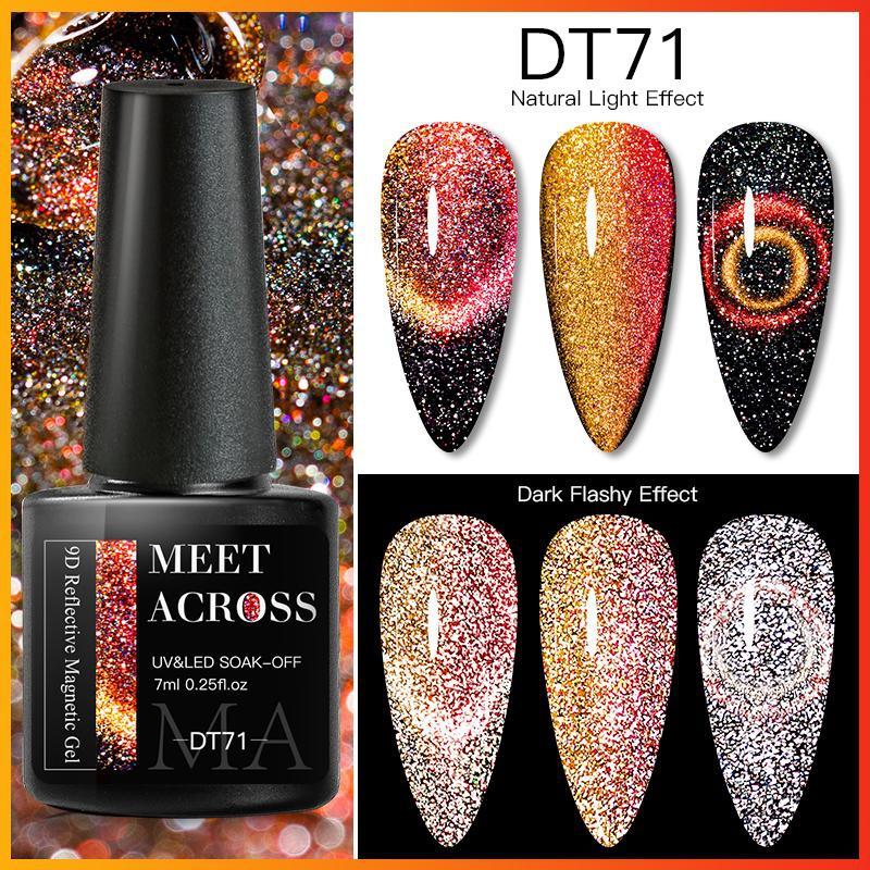 MEET ACROSS 7 мл магнитный гель-лак для ногтей «кошачий глаз» полуперманентный динамический блестящий светоотражающий гель для ногтей замачиваемый УФ-гель лак для дизайна ногтей
