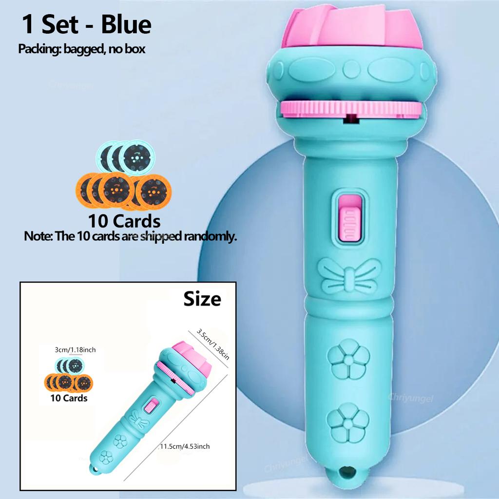 Kids Projector Flashlight with 10 Cards 80 Images Cartoon Night Light Projector Toy for Kids Bedtime Story Education Gift