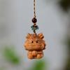 1/12Pcs Creative Twelve Zodiac Carving Wooden Keychain Pendant Chinese Zodiac Wood Carving Phone Chain Bag Decoration Gifts
