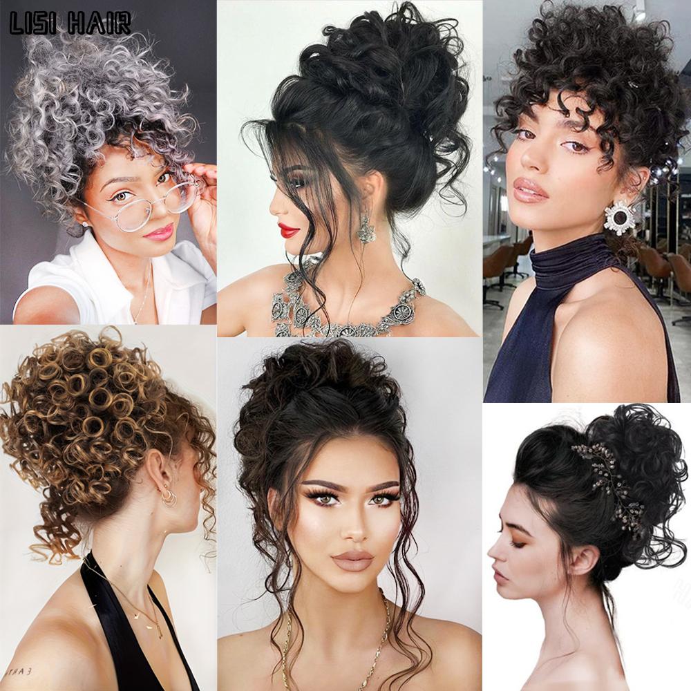 MERISIHAIR Грязный пучок для волос, эластичный шнурок, свободный большой вьющийся короткий пучок, синтетический хвостик, наращивание волос, пучок для женщин, ежедневное использование