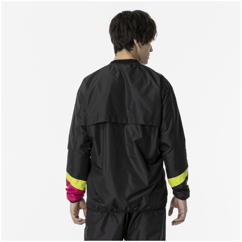 Теннисная одежда, ветровка, рубашка, водоотталкивающая, стандартный силуэт, сетчатая подкладка 62MEA504, черный x розовый XL [Mizuno]