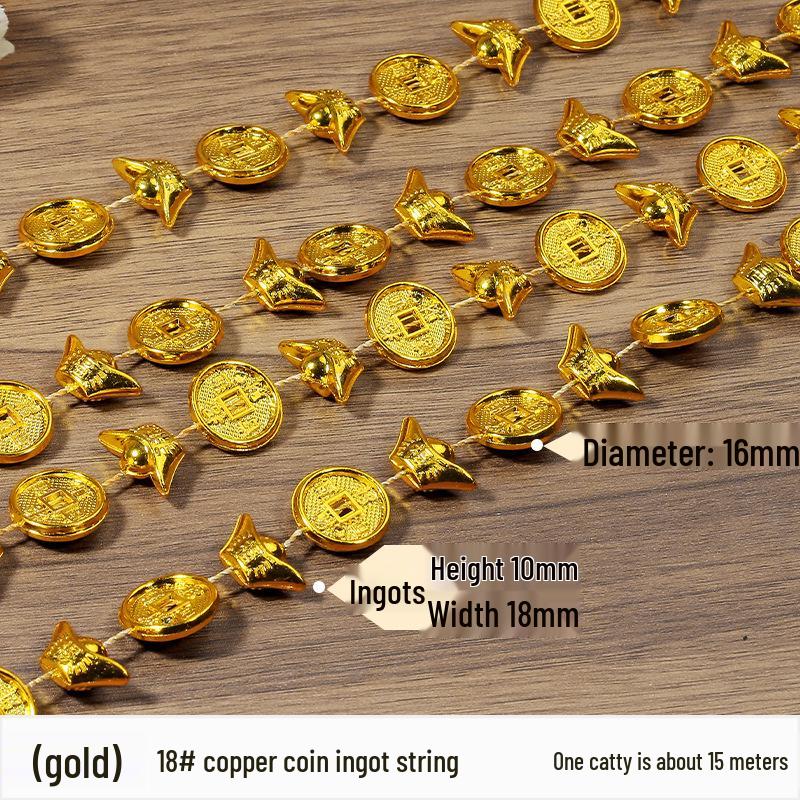 Gold & Silver Electroplated Bead String for DIY Christmas Tree Decorations