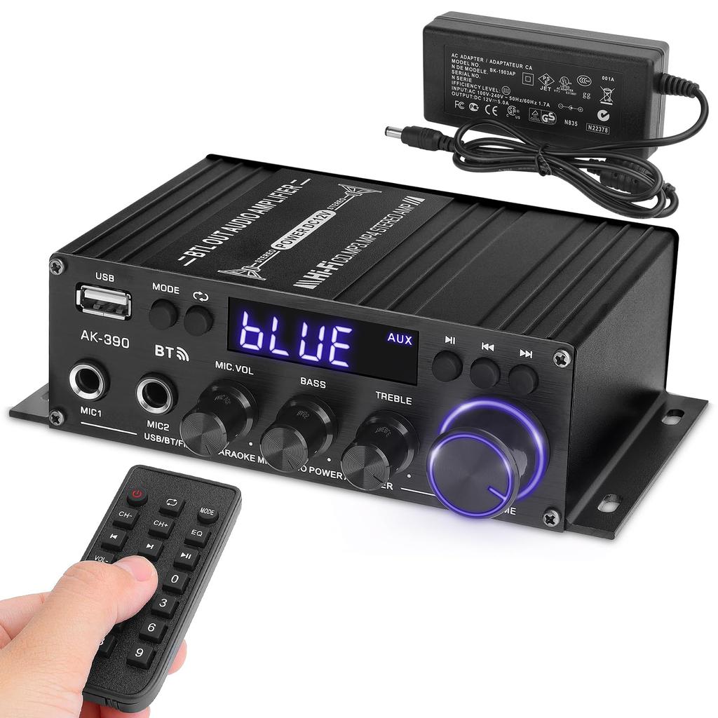 Bluetooth Amplifier HiFi Stereo Power Amplifier Receiver Channel 2X40W Mini Amplifier Small Home Audio Amplifier Control for Speakers Input 5.0 2.0