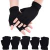 Chic Men Black Knitted Stretch Elastic Warm Half Finger Fingerless Gloves Winter