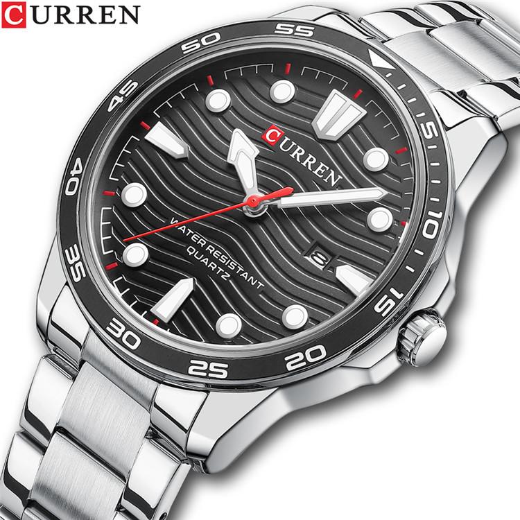 CURREN Men's Steel Band Fashion Business Watch Quartz Calendar Men's Watch Waterproof for Students