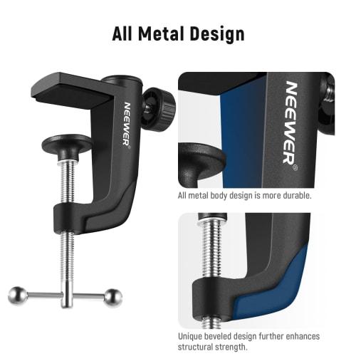 Neewer Metal Table Mount Clamp for Microphone Suspension Boom Scissor Arm Stand Holder with Adjustable Positioning Screw, Clips To Desks Up To 1.9 Inc