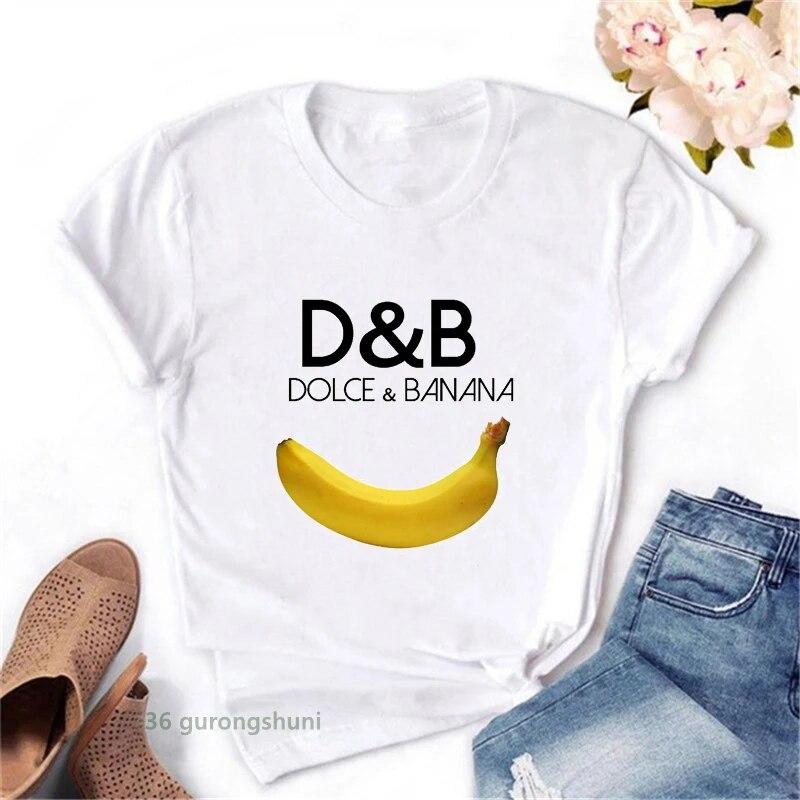 Dolce Banana Anime Printed T Shirts Womens Creativity Breathable Tshirts Fashion O-Neck Shirts Cartoons Brand Female Tops