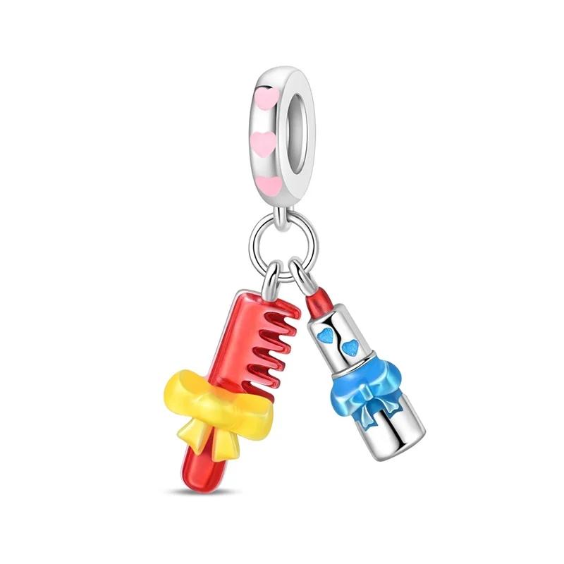 Новые медные романтические подвески в виде цветка любви, розовые бусины-чашки и бабочки, кулоны для женского браслета, обручальные украшения в подарок