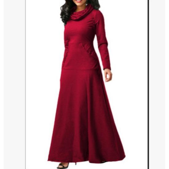 IHUASU Осенне-зимнее однотонное пэчворк-платье с карманным вырезом и длинным свободным платьем