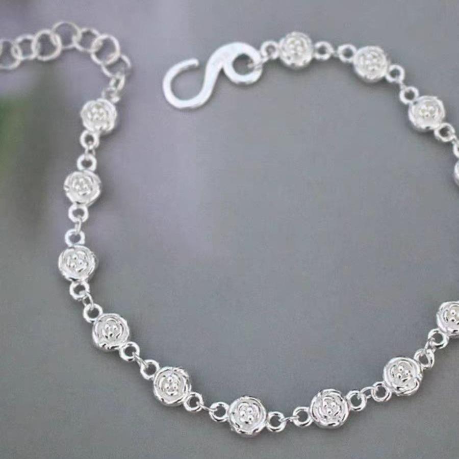 S925 Серебряный браслет с цветком розы из стерлингового серебра, пожалуйста, новый простой серебряный милый подарок премиум-класса на день рождения для родителей и детей ко Дню святого Валентина