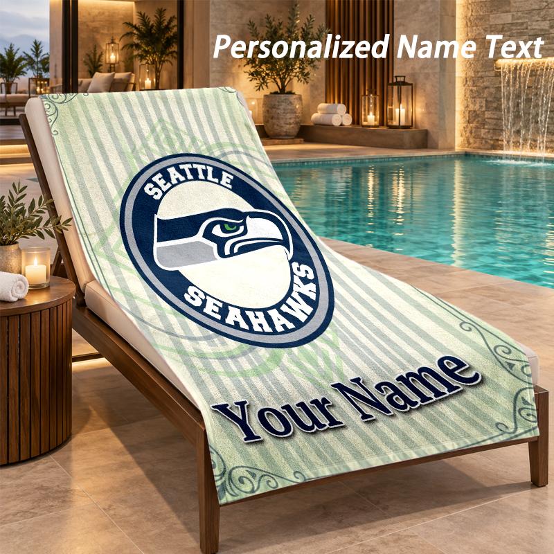 Custom Text Seattle Seahawks Print Beach Towel Large Towel For Home Bathroom Beach