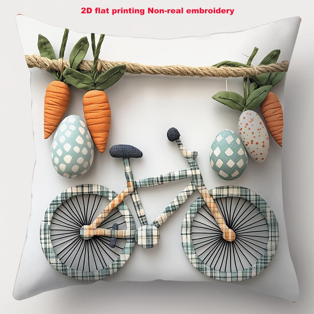 Easter Bunny Carrot Egg Pillow 2D Flat Printing Polyester pillowcase, sofa decorative cushion cov Headboard Pillow