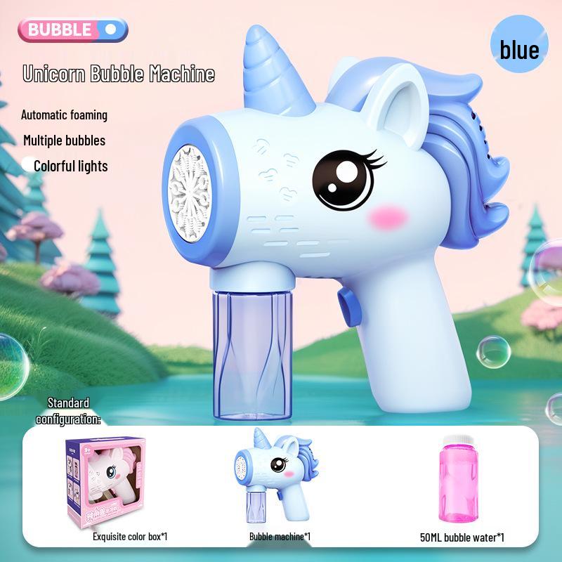 Unicorn Electric Bubble Maker: Kids' Automatic Light-Up Bubble Gun Gift