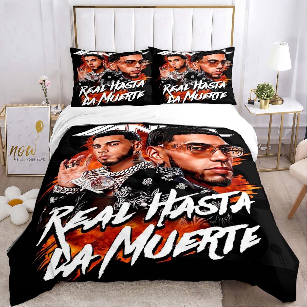 Anuel Aa Рэпер Хип-хоп Певец Всесезонное Постельное Белье Пододеяльник Комплект Постельного Белья Мягкий Чехол на Одеяло и Наволочки Подростковый Односпальный_Двуспальный_Queen_King