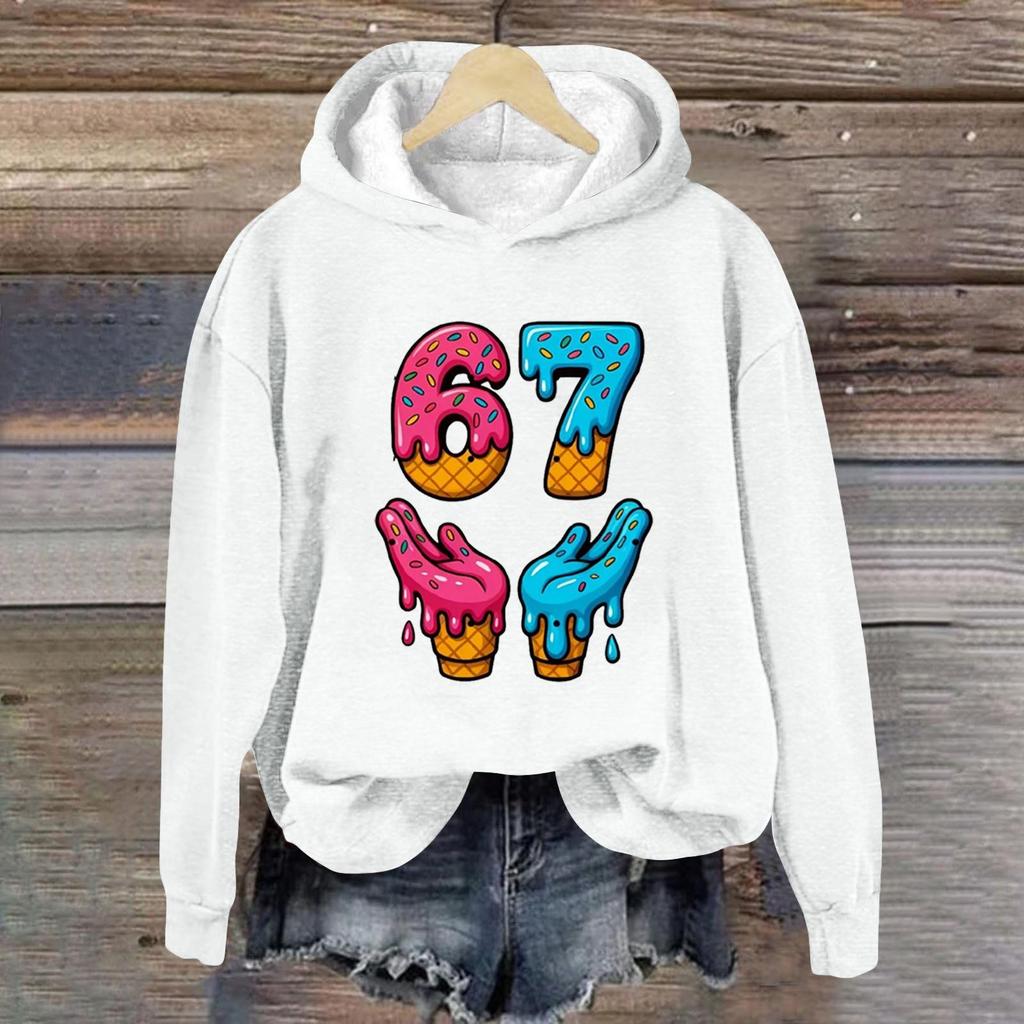 Women's Fashionable Casual Long-Sleeved Printed Hooded Sweatshirt