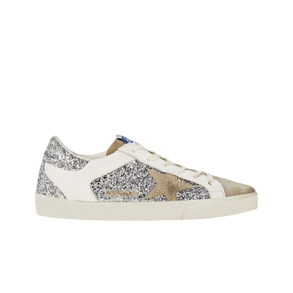 (w) Golden Goose Superstar Crystal Embellished Sneakers Silver