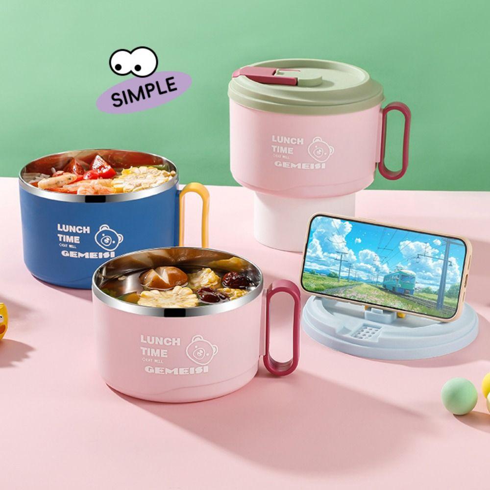 1300ML Leakproof Instant Noodle Bowl Large Capacity Udon Soup Bowl Lunch Box For Students, Office