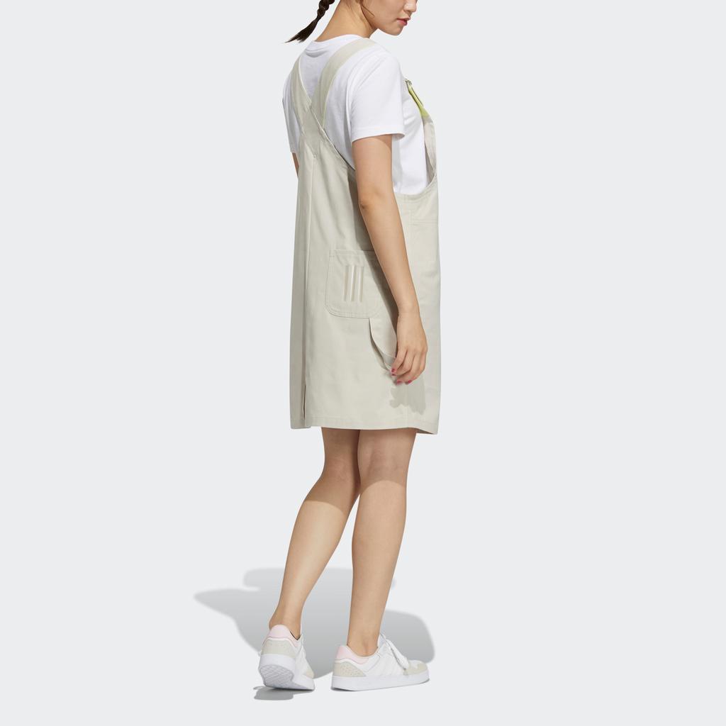 Adidas Neo Casual Breathable Comfortable Strap Square Neck Fitted Sleeveless Dress Women Dresses Off-White H16284