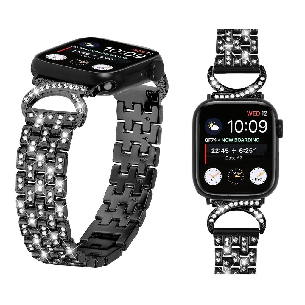 Bling Band Watch Strap for Apple Watch Series 10 42mm/9 8 7 41mm/SE (2023) SE (2022) SE 6 5 4 40mm/3 2 1 38mm Rhinestone Decor 5-Bead Watch Strap