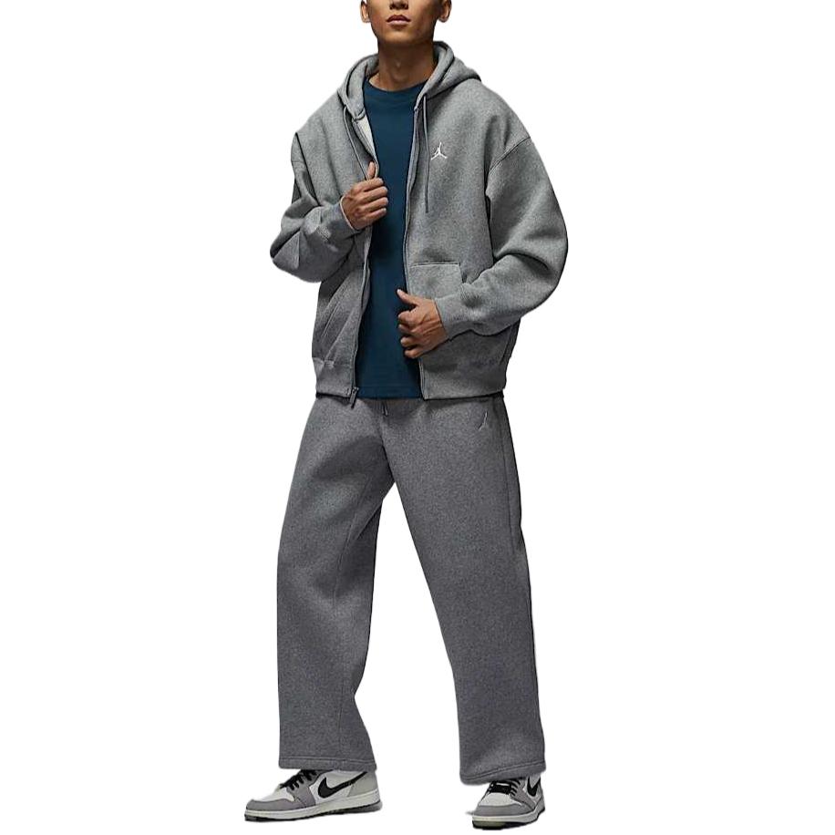 Jordan Бруклин Флисовая Толстовка с Капюшоном Свободная Удобная Универсальная Кардиган Толстовка Мужская верхняя одежда Угольно-Серый Парусиново-Белый IB7232091