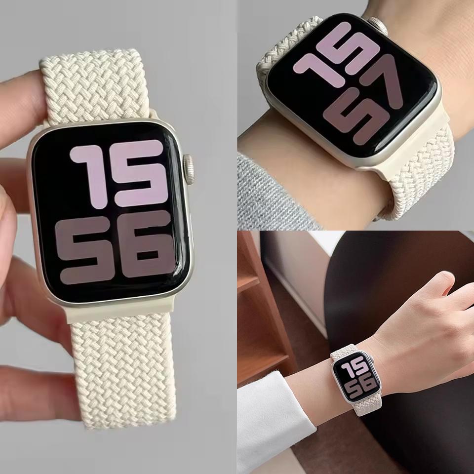Ремешки Для Apple watch bands 44мм 45мм 40мм 41мм 49мм 46мм 42мм Плетеный Solo Loop Correa браслет iwatch Серии 11 10 9 7 8 SE 6
