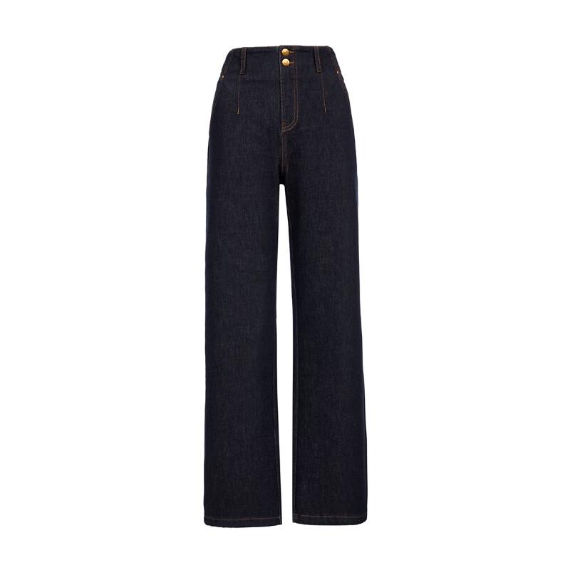 VEROMODA Women's Vintage Two-Button Straight-Leg Jeans