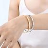 Prjewel Waterproof Luxury Bangles Round Zircon for Women Stainless Steel Wrist Brackets Hand Jewelry Mother's Day Gift