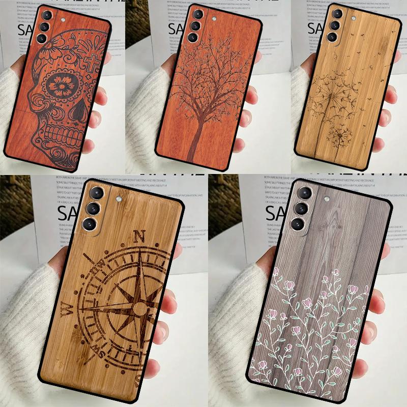 Чехол с принтом из натурального бамбукового дерева для Samsung Galaxy S23 S24 Ultra S8 S9 S10 S22 Plus Note 10 20 Ultra S20 S21 FE