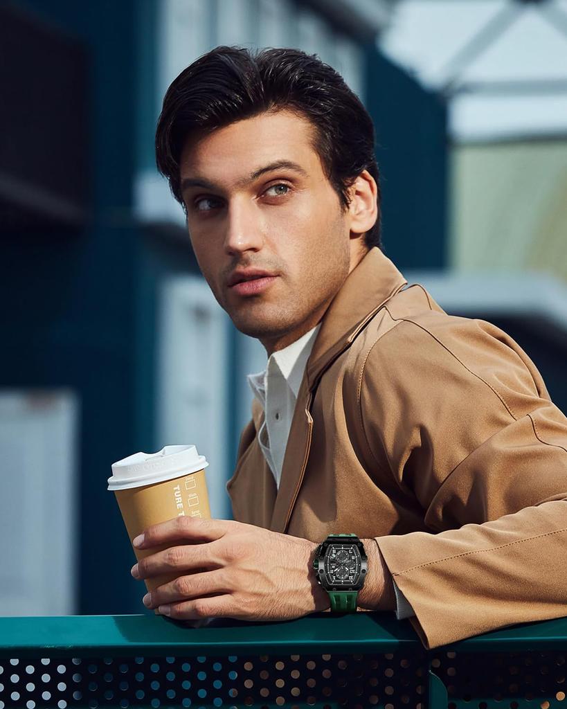 Часы TSAR BOMBA 50M Водонепроницаемые часы Простые и классические часы с циферблатом Tonneau Роскошный силиконовый ремешок из сапфирового стекла и корпус с японским механизмом для мужчин