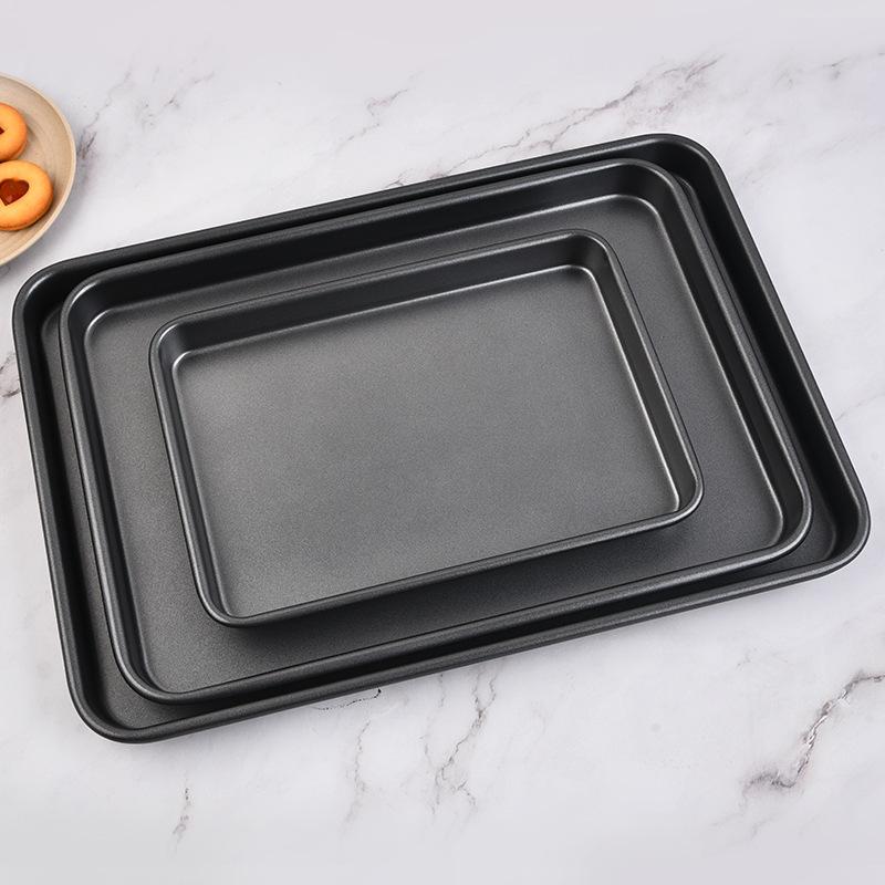 Stainless Steel Shallow Baking Pastry Tray Non-Stick Bread Cake Loaf Rectangle Pan BBQ Plate for Fruit Food Dishes Bakeware