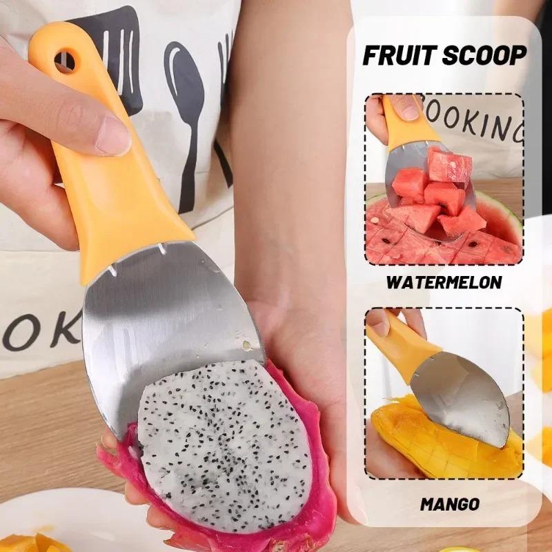 Многофункциональная ложка для чистки фруктов, разделитель мяса манго, резак для домашней кухни, гаджеты для резки фруктов, арбуза, копания, ложка