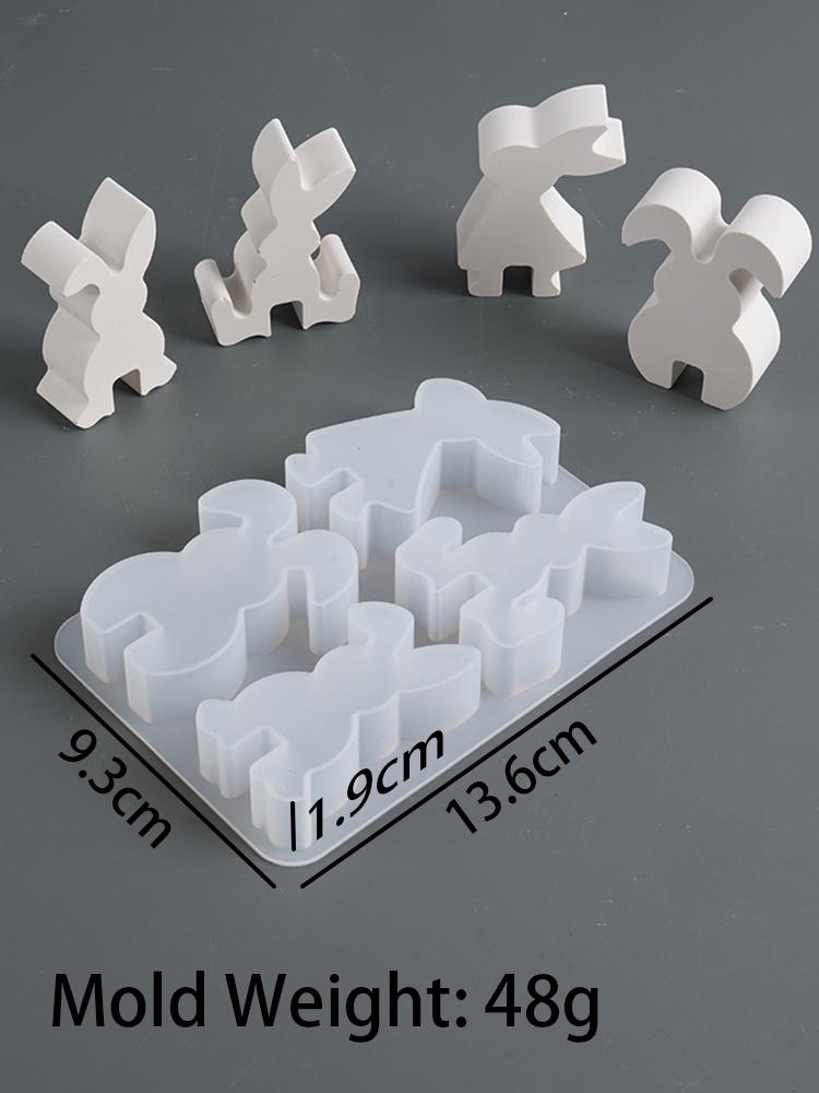 Angel Bunny Decorative Plug Candle Holder Silicone Mold DIY Handmade 4-Hole Aromath Candle Casting Resin Mold Easter Insert Deco