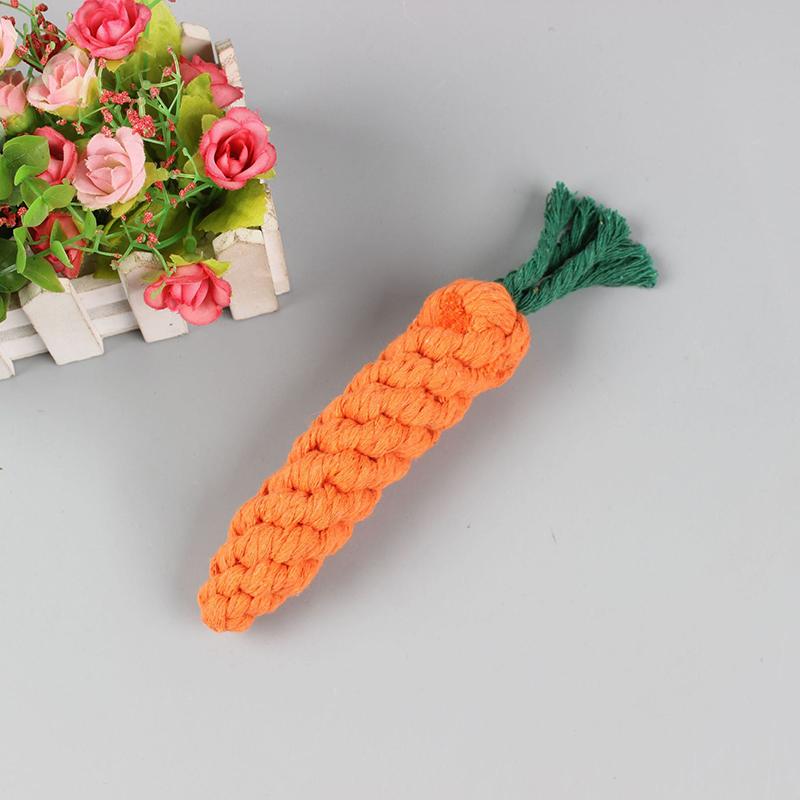 1PC Dog Toy Carrot Knot Rope Ball Cotton Rope Dumbbell Puppy Cleaning Teeth Chew Toy Durable Braided Bite Resistant Pet Supplies