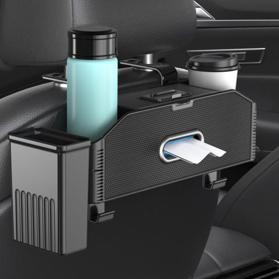 Органайзер на спинку сиденья автомобиля с 2 подстаканниками, крючками для коробок с салфетками, многокарманный дорожный органайзер для хранения вещей для детей