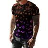 Men's Halloween 3D Pumpkin Bat Printed T-Shirt Casual Short Sleeve Crewneck Top Cool Spooky Jack-O-Lantern Orange Purple Graphic Summer Streetwear Tee