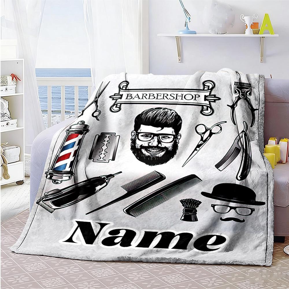 Tools44 Personalized Name Blanket Multi-purpose Customizable Blanket Ultra-Soft Throw For Chair Livingroom Seaside Bedding Four Seasons Universal