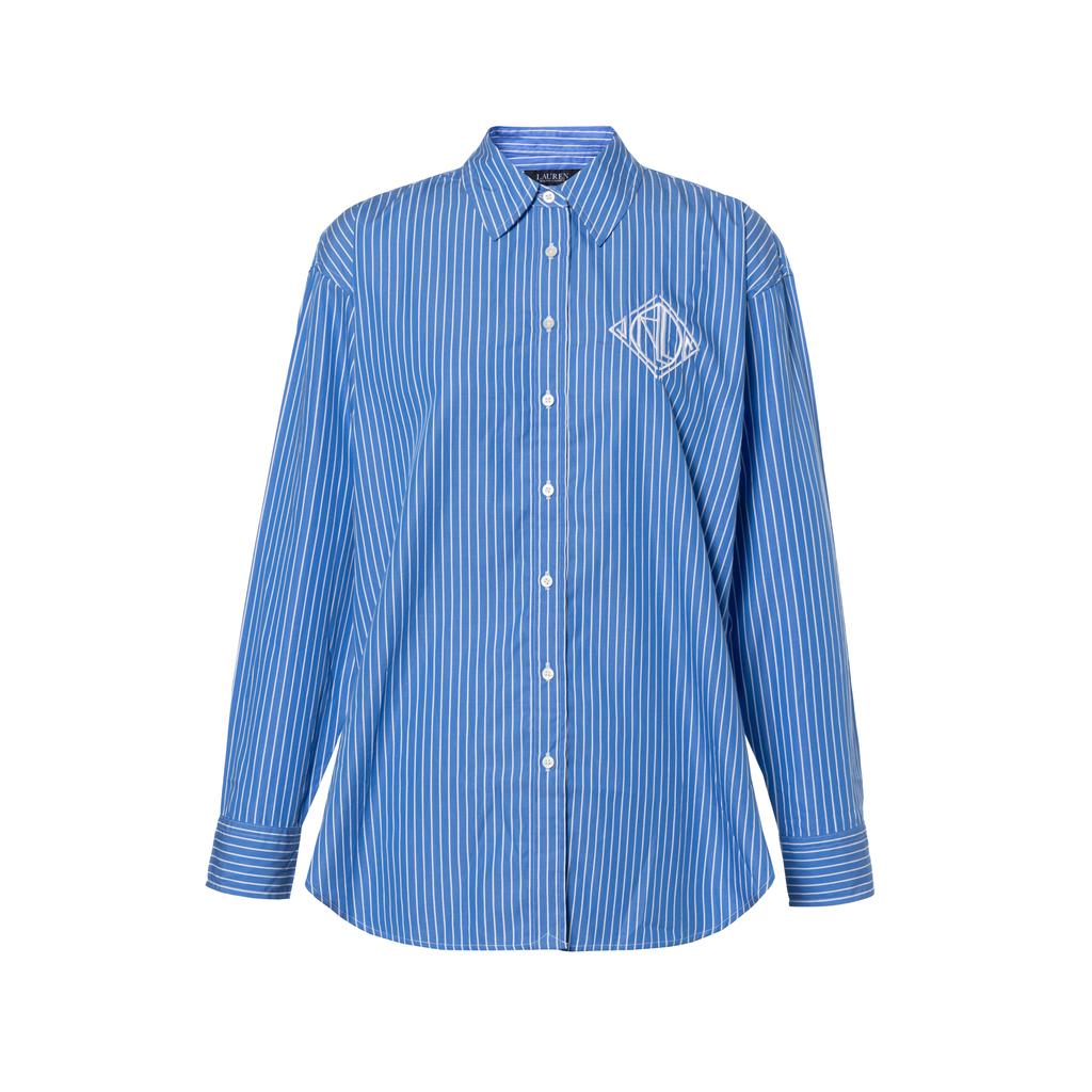 Polo Ralph Lauren Striped Print Single-Breasted Long Sleeve Shirt Women Shirts Blue WMLRSHTS6820248-400