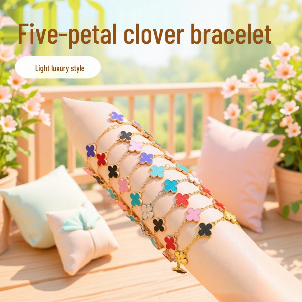 Красочный браслет-клевер с пятью лепестками, роскошное украшение ручной работы