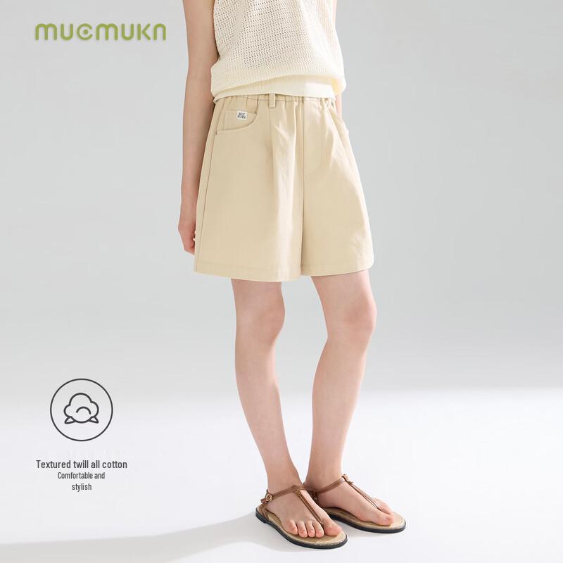 Свободные хлопковые шорты с плиссировкой для девочек Mucmukn